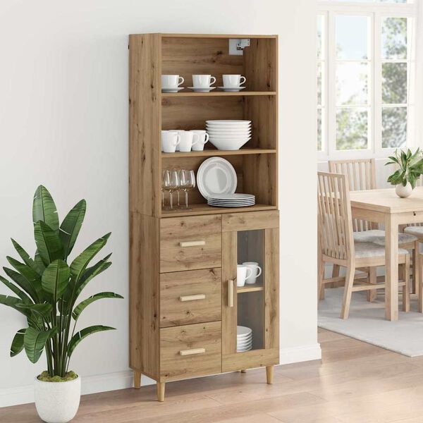 vidaXL Haut Armoire avec tiroir Ch&ecirc;ne artisanal 69,5 x 34 x 180 cm