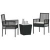 vidaXL Ensemble bistro de jardin 3 pcs Noir polyrotin