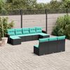 vidaXL Salon de jardin 10 pcs avec coussins noir r&eacute;sine tress&eacute;e