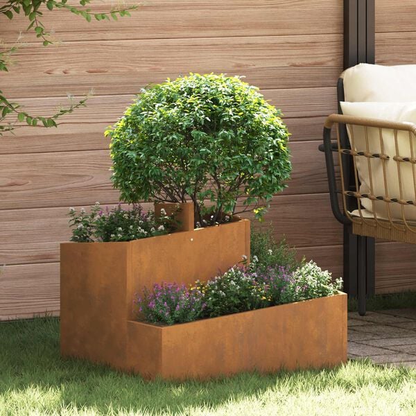 vidaXL Cache-pot de jardin Marron 60 x 60 x 50 cm Acier patin&eacute;