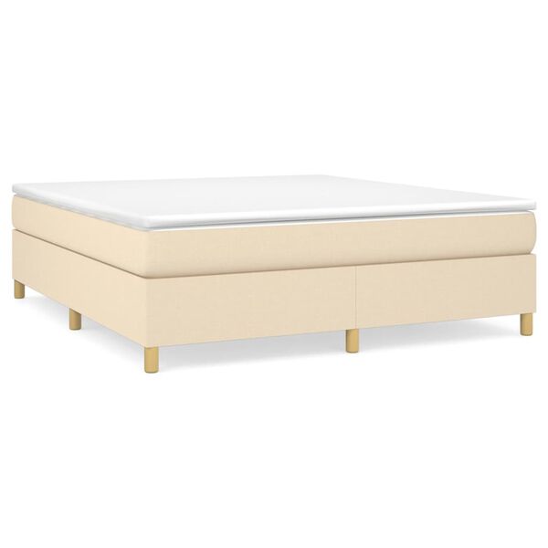 vidaXL Sommier &agrave; lattes de lit avec matelas Cr&egrave;me 160x200 cm Tissu