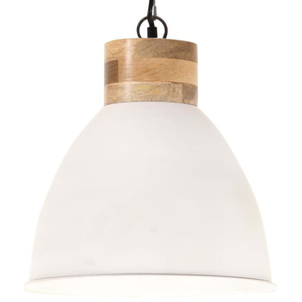 vidaXL Lampe suspendue industrielle Blanc Fer et bois solide 46 cm E27