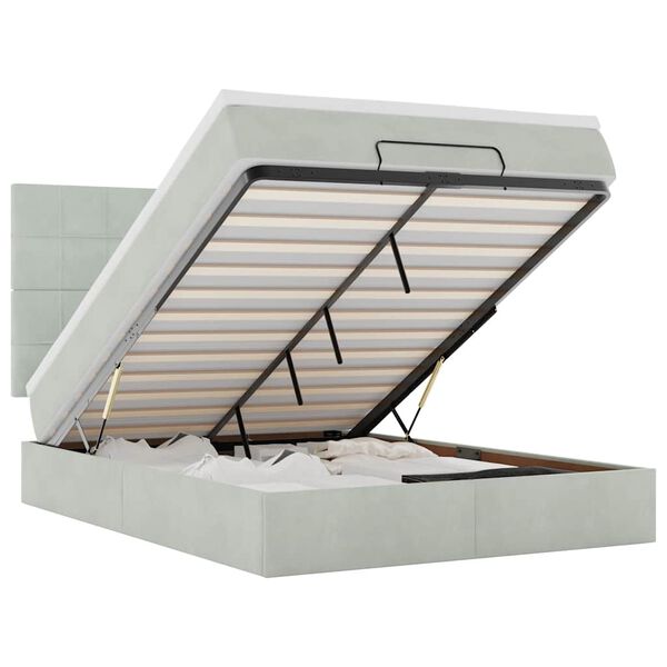 vidaXL Cadre de lit ottoman et matelas gris clair 140x190 velours