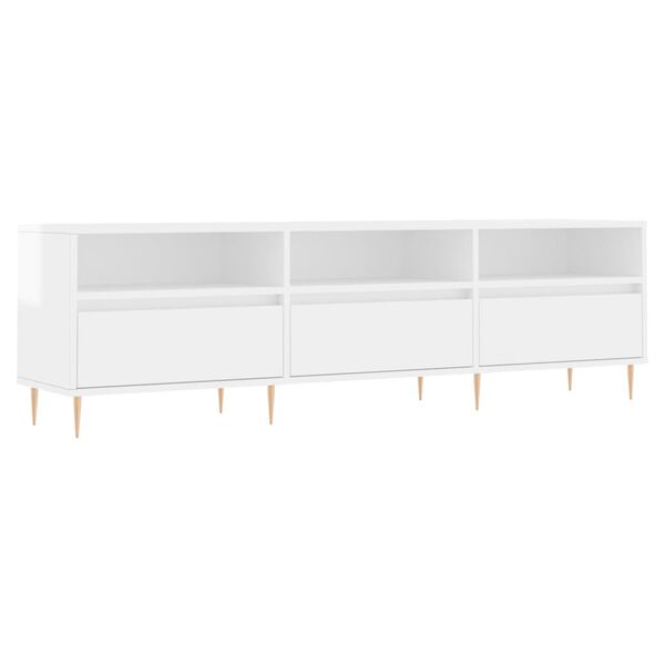 vidaXL Meuble TV blanc brillant 150x30x44,5 cm bois d'ing&eacute;nierie