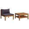 vidaXL Salon de jardin 2 pcs avec coussins gris fonc&eacute; Bois d'acacia
