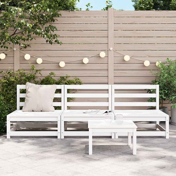 vidaXL Canapés de jardin sans accoudoirs 3 pcs blanc bois pin massif