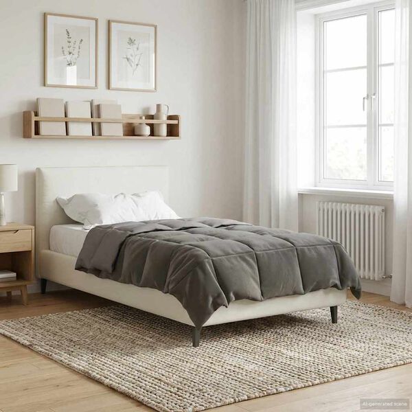 vidaXL Duvet d'&eacute;t&eacute; simple Matelass&eacute; Gris clair 135 x 200 cm Microfibre