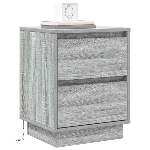 vidaXL Cabinet de chevet avec tiroir 2 pcs Gris 39 x 34,5 x 50 cm