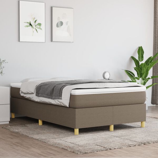 vidaXL Sommier &agrave; lattes de lit avec matelas Taupe 120x200 cm Tissu