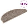 vidaXL Tapis d'escalier autocollants 15 pcs 65x21x4 cm Beige fonc&eacute;