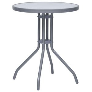 vidaXL Table de jardin Gris clair 60 cm Acier et verre