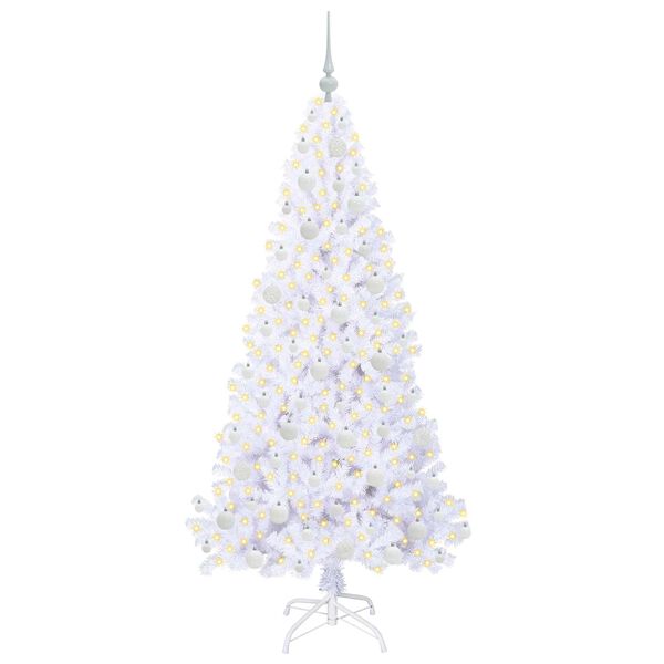 vidaXL Sapin de Noël artificiel avec 300 LED Blanc 180 cm PVC et Acier