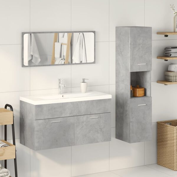 vidaXL Ensemble de meubles de salle de bain 4 pcs gris b&eacute;ton