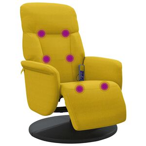 vidaXL Fauteuil inclinable de massage avec repose-pied jaune velours