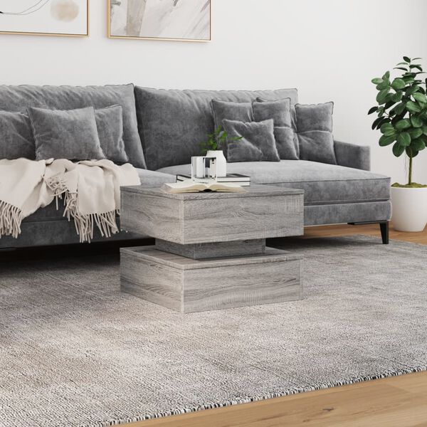 vidaXL Table basse avec lumières LED sonoma gris 50x50x40 cm