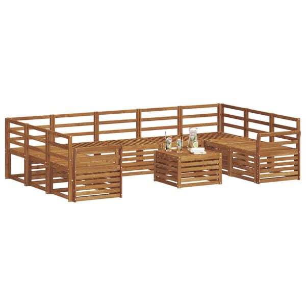 vidaXL Ensembles de canap&eacute;s 10 pcs Naturel Bois d'Acacia Massif