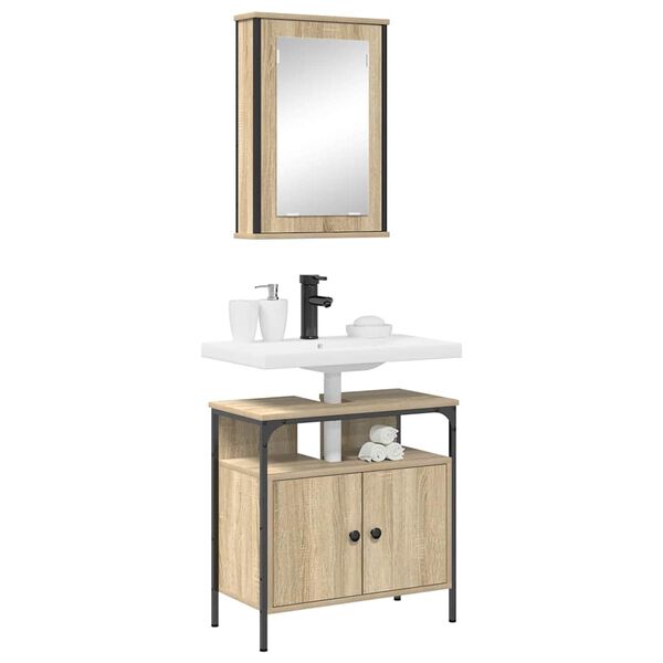 vidaXL Ensemble de mobilier de salle de bain avec étagère 2 pcs Marron
