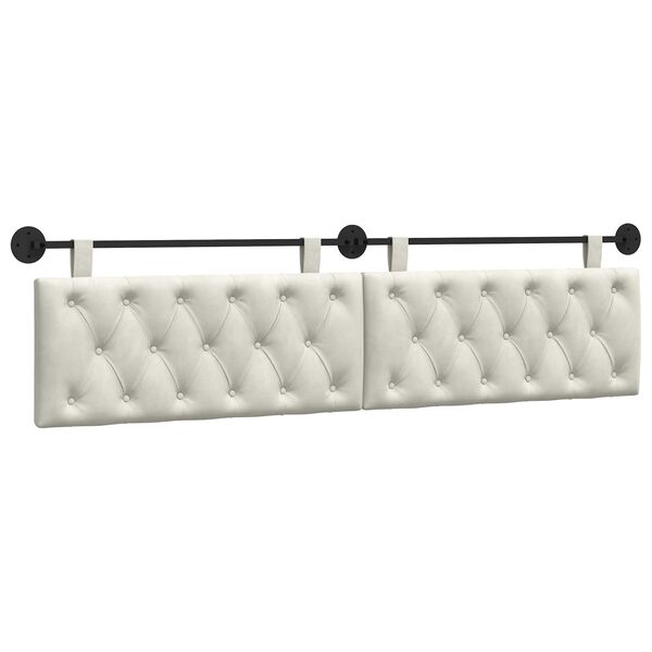 vidaXL T&ecirc;te de lit suspendue Cr&egrave;me 210 x 55 x 7 cm Velours