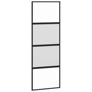 vidaXL Porte coulissante noir 76x205 cm verre tremp&eacute; aluminium