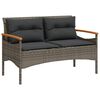 vidaXL Banc de jardin avec coussins 116x62,5x74 cm gris r&eacute;sine tress&eacute;e