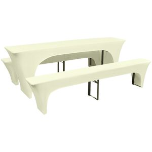 vidaXL Housse pour table de pique-nique/bancs 3 pi&egrave;ces Cr&egrave;me