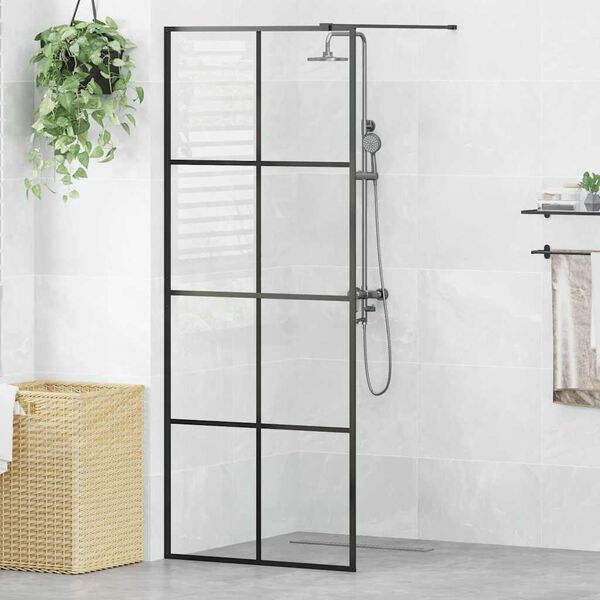 vidaXL Paroi de douche avec verre ESG transparent 80x195 cm Noir