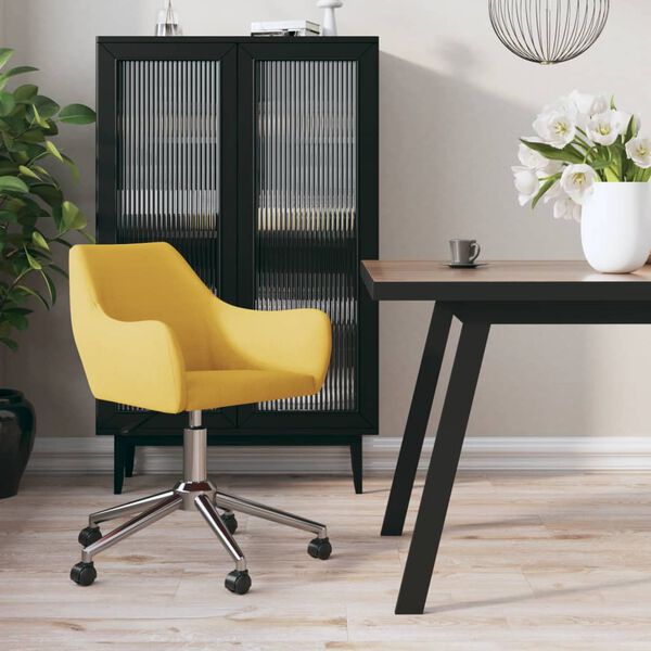 vidaXL Chaise pivotante de salle &agrave; manger Jaune Tissu