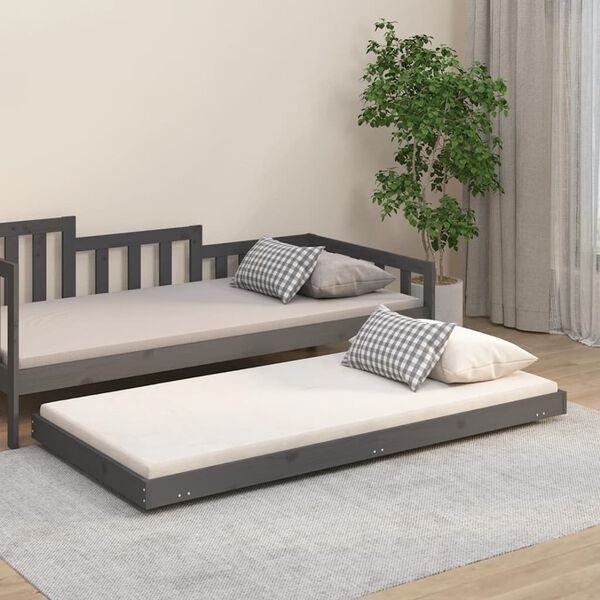 vidaXL Cadre de lit sans matelas gris 90x190 cm bois de pin massif