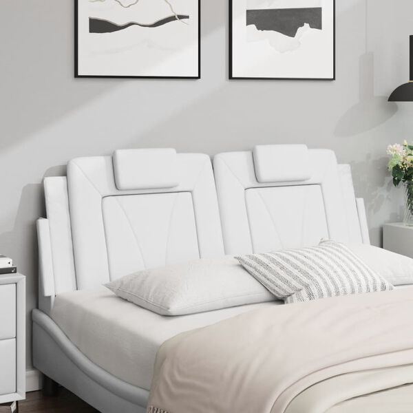 vidaXL Coussin de t&ecirc;te de lit Viana blanc 120 cm similicuir