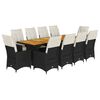vidaXL Ensemble de bistro de jardin 11 pcs coussins noir poly rotin