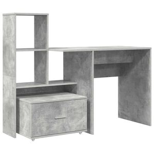 vidaXL Bureau Gris b&eacute;ton 131,5 x 50 x 106,5 cm Bois d'ing&eacute;nierie