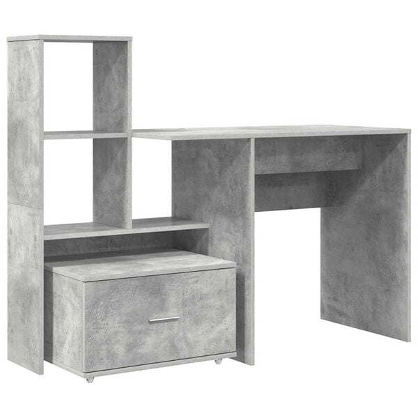 vidaXL Bureau Gris b&eacute;ton 131,5 x 50 x 106,5 cm Bois d'ing&eacute;nierie