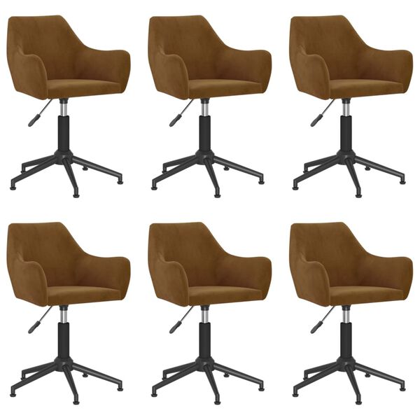 vidaXL Chaises pivotantes &agrave; manger lot de 6 marron velours