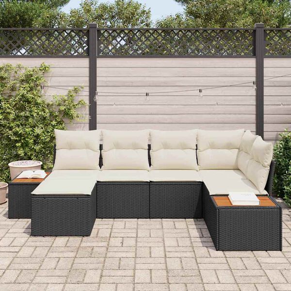 vidaXL Ensemble de canap&eacute; de jardin avec coussin 6 pcs Noir polyrotin