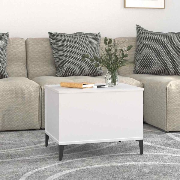 vidaXL Table basse Blanc 60x44,5x45 cm Bois d'ing&eacute;nierie