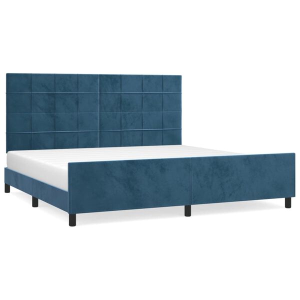 vidaXL Cadre de lit sans matelas bleu fonc&eacute; 200x200 cm velours