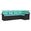 vidaXL Ensemble de canap&eacute; de jardin avec coussin 5 pcs Noir polyrotin