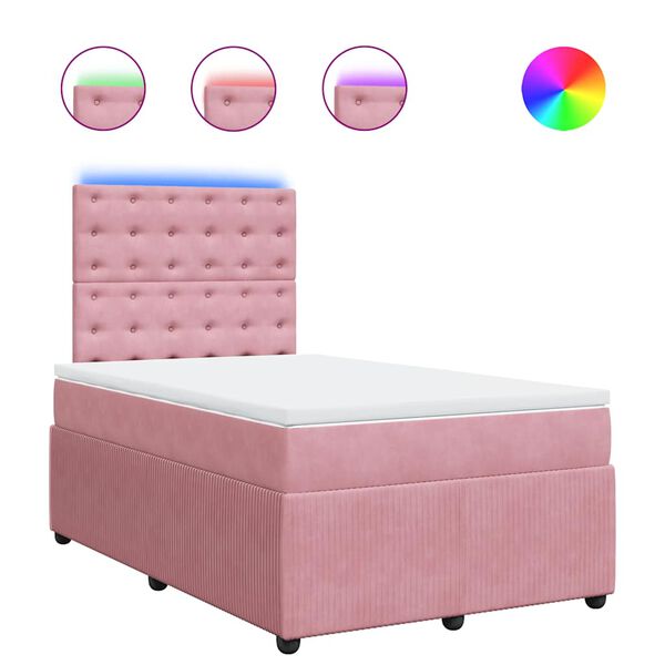 vidaXL Sommier &agrave; lattes de lit avec matelas Rose 120x200 cm Velours