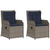 vidaXL Chaises inclinables de jardin lot de 2 et coussins gris rotin