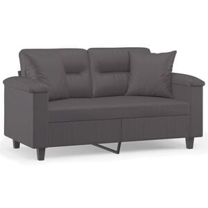 vidaXL Canap&eacute; 2 places avec oreillers gris 120 cm similicuir