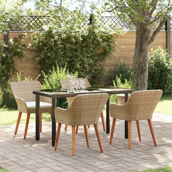 vidaXL Ensemble de salle &agrave; manger pour jardin 5 pcs Beige polyrotin