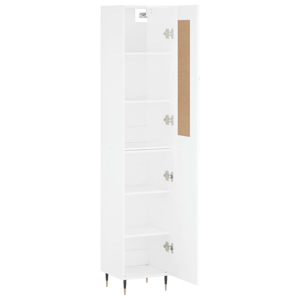 vidaXL Buffet haut Blanc brillant 34,5x34x180 cm Bois d'ing&eacute;nierie