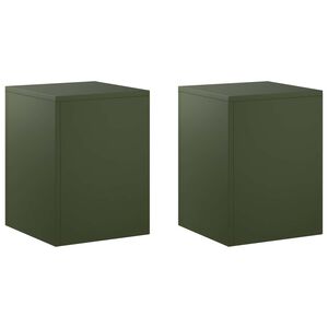 vidaXL Support de Plante 2 pcs Vert olive 30 x 30 x 40 cm Acier