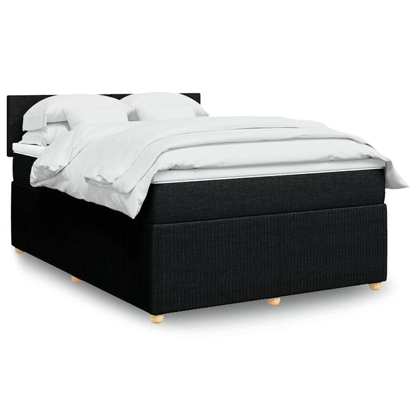 vidaXL Sommier &agrave; lattes de lit avec matelas Noir 140x200 cm Tissu