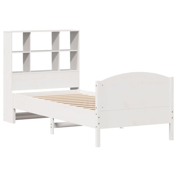 vidaXL Lit biblioth&egrave;que sans matelas blanc 90x200cm bois de pin massif