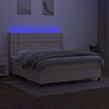 vidaXL Sommier &agrave; lattes de lit matelas et LED Cr&egrave;me 160x200 cm Tissu
