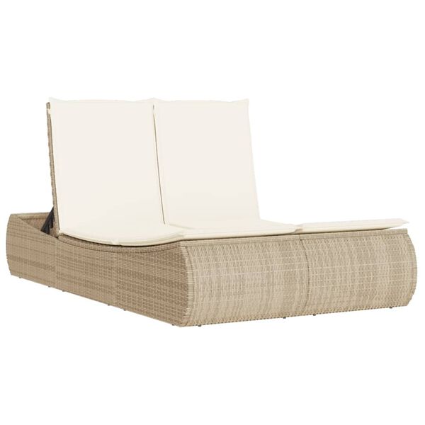 vidaXL Chaise longue double avec coussins beige r&eacute;sine tress&eacute;e