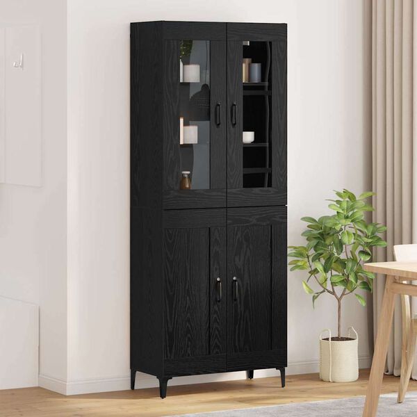 vidaXL Haut Armoire Ch&ecirc;ne noir 69,5 x 34 x 180 cm Bois d'ing&eacute;nierie