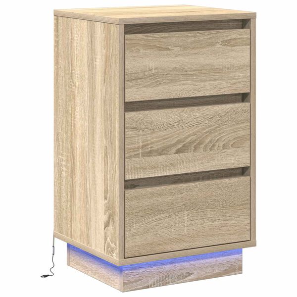 vidaXL Cabinet de chevet avec tiroir Ch&ecirc;ne Sonoma 39 x 34,5 x 65 cm