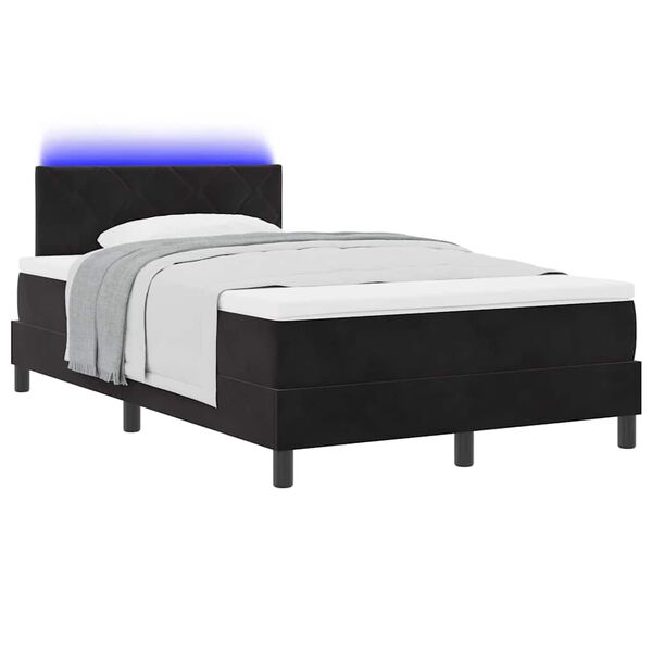 vidaXL Lit &agrave; ressort LED avec matelas Noir 120 x 200 cm Velours